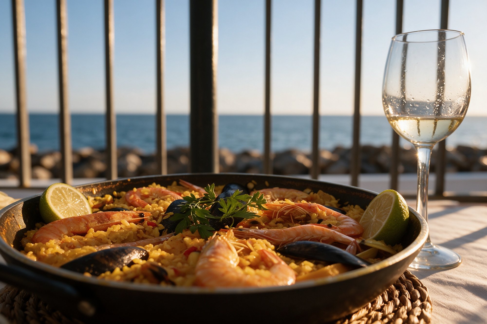 Terraza exterior de Restaurante La Viuda en Mezquitilla con vistas al mar Mediterráneo